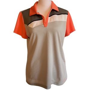 Izod Golf Shirt, M, Gray and Melon